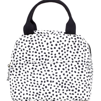 Small Lunch Tote, Black Dot