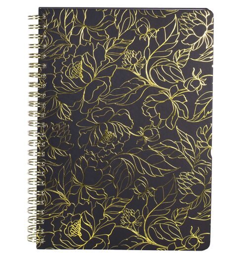 Mini Notebook, Floral Gold