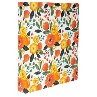 Carpeta de tres anillas, color naranja floral