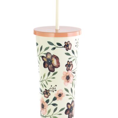 Tumbler with Straw, Woodland Floral