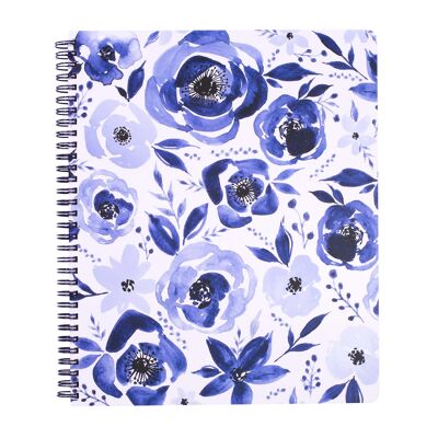 Large Notebook, Blue Watercolor