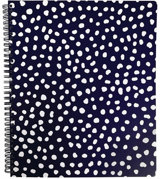 Taccuino grande, puntini vintage blu scuro