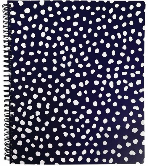 Large Notebook, Navy Vintage Dots