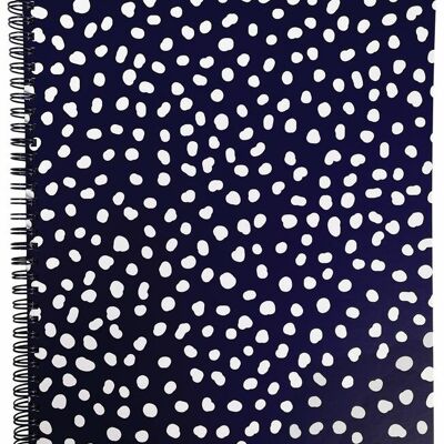 Großes Notizbuch, Navy Vintage Dots