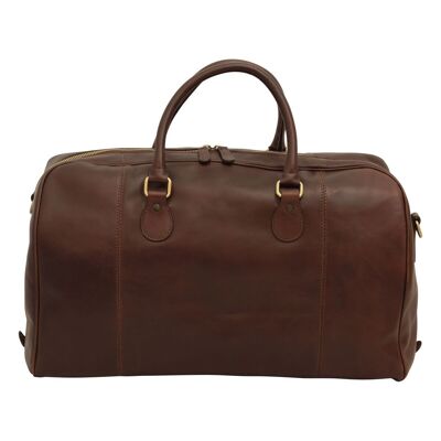 Duffel bag in dark brown leather