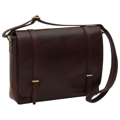 Messenger with magnetic closure. Dark brown