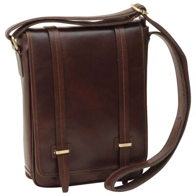 Messenger with double magnetic closure. Dark brown
