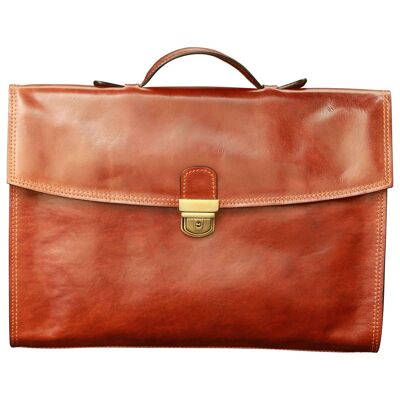 Leather office bag. Brown