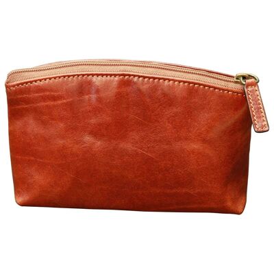 Genuine leather beauty case. Brown