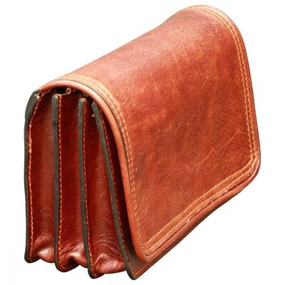 Leather clutch bag. Brown