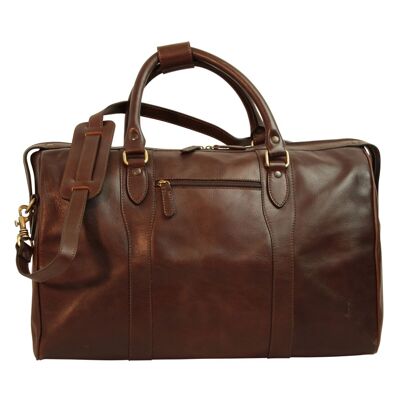 Travel bag with dark brown shoulder strap