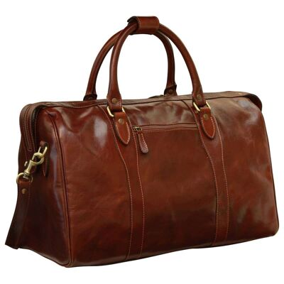 Travel bag with shoulder strap. Brown
