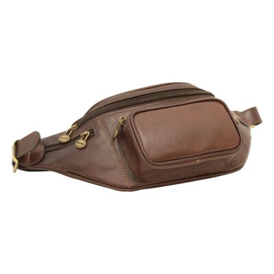 Sac ceinture en cuir marron foncé