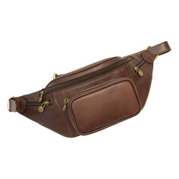 Sac ceinture en cuir marron foncé 2