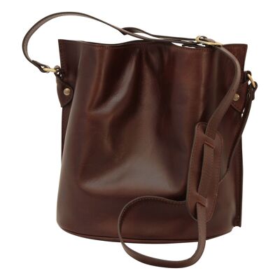 Leather shoulder bag - Dark brown
