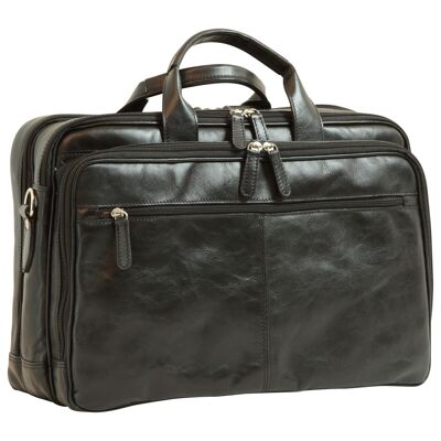 Leather computer briefcase. Black