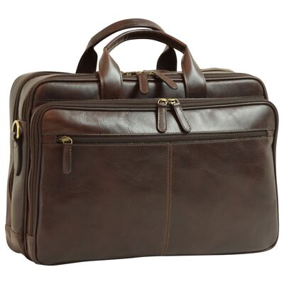 Leather computer briefcase. Dark brown