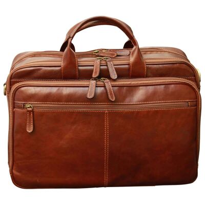 Leather computer briefcase. Brown