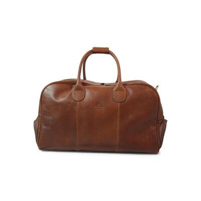 All in one leather holdall - chestnut
