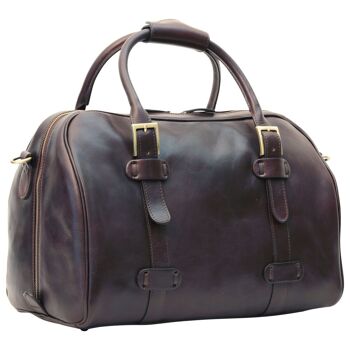 Sac de voyage en cuir. Marron foncé 7