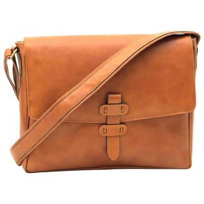 Leather messenger. Colonial Brown