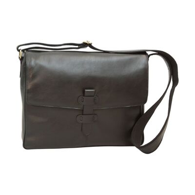 Black leather messenger