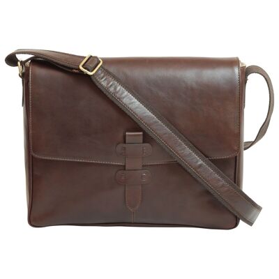 Messenger in full-grain calfskin. Brown