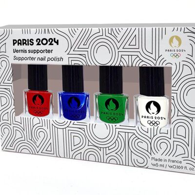 KIT 4 VERNIS A ONGLES SUPPORTER NATIONS DRAPEAUX JEUX OLYMPIQUES PARIS 2024