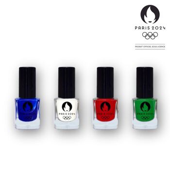 COFFRET 4 VERNIS A ONGLES SUPPORTER NATIONS DRAPEAUX JEUX OLYMPIQUES PARIS 2024 2