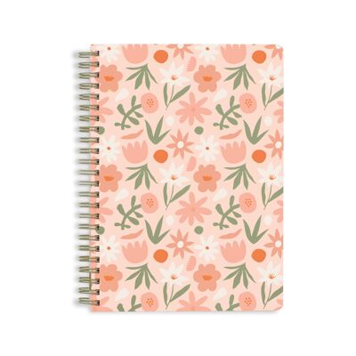 Mini cuaderno recortado floral rosa