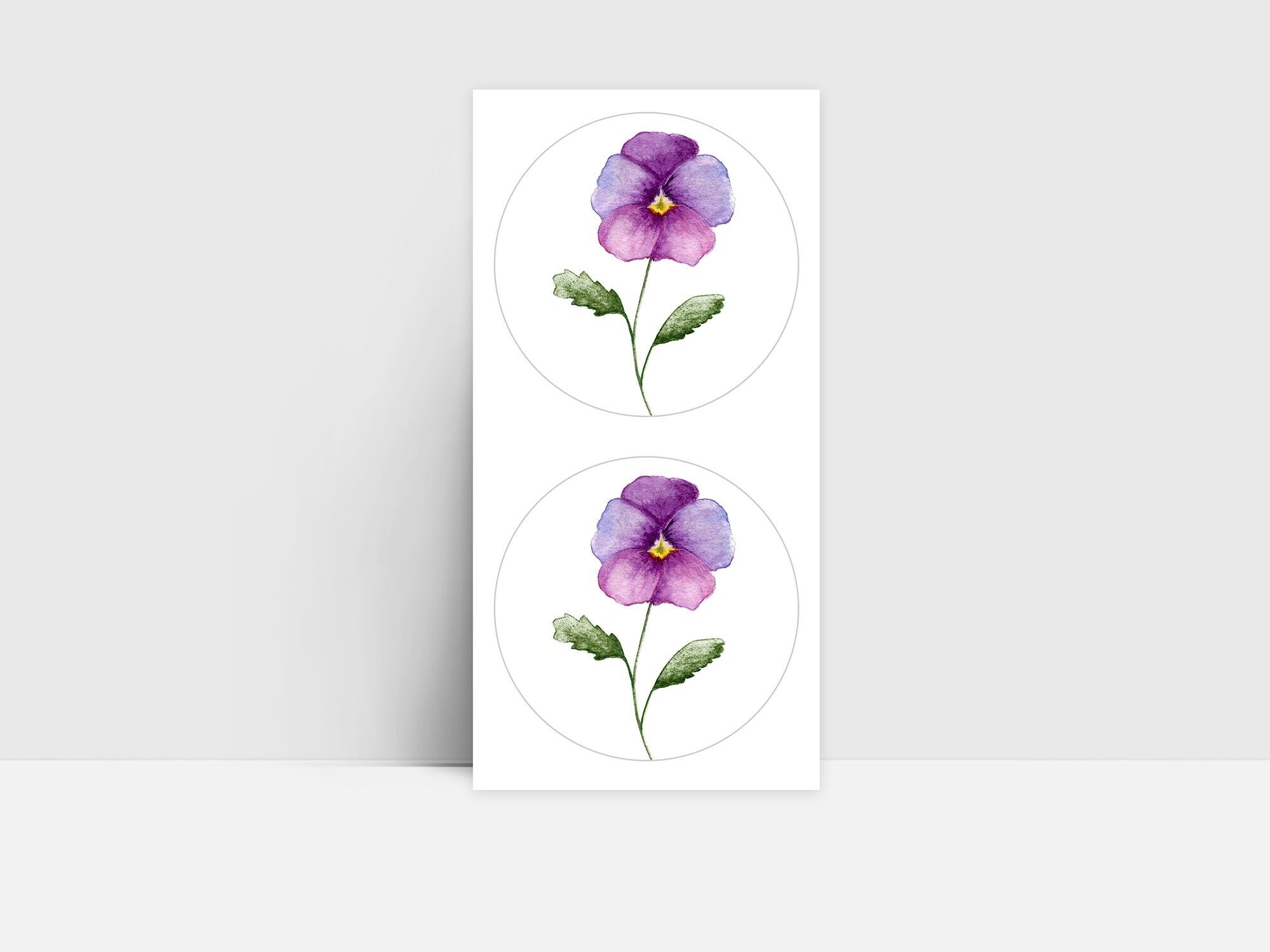 Foglio adesivi 24 pezzi, viole cornute