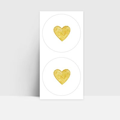 Sticker sheet 24 pieces, heart gold