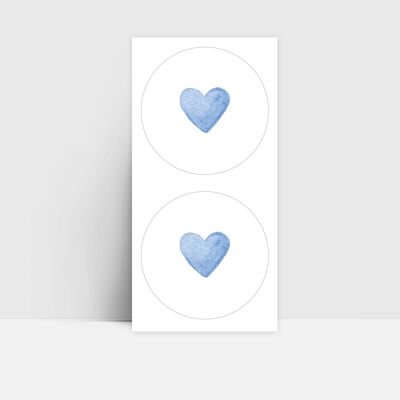 Sticker sheet 24 pieces, heart blue