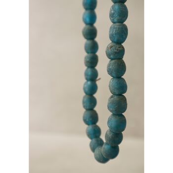 Collier de perles de verre du Ghana, bleu - 83.1 2