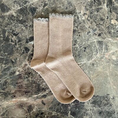 Beige lurex socks