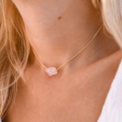 “Raw” Rose Quartz Necklace