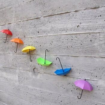 Pack de 6 Parapluies Vide Poche et Porte-Clés avec Fixation Murale 3