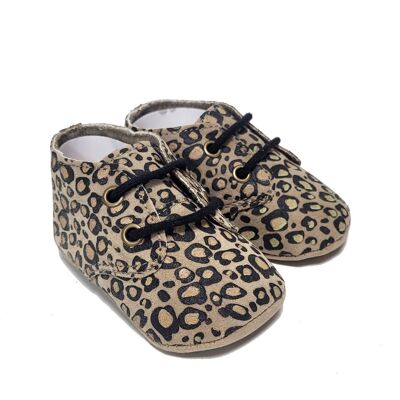 Vegan baby shoes with leopard print