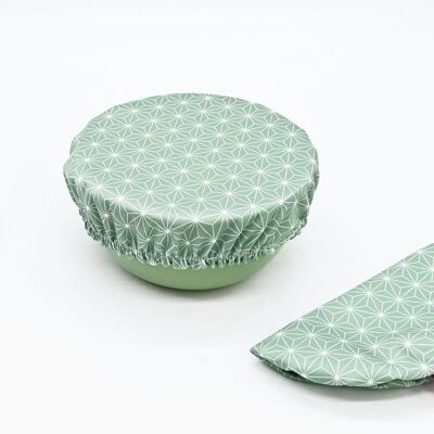 2 Couvre bols - couvre plat en tissu 13 à 18 cm (XS) - Asanoha Amande