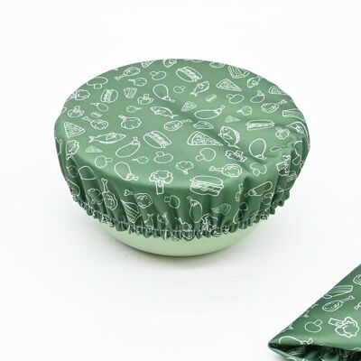 2 Bowl covers - fabric dish cover 13 to 18 cm (XS) - Olive Green