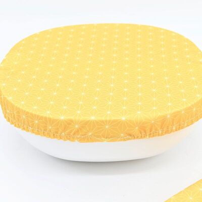 2 Tapas para ensaladera - tapadera de tela de 18 a 24 cm (S) - Asanoha limón