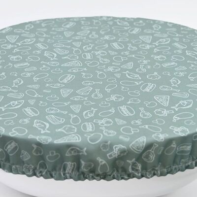 2 Salad bowl cover - fabric dish cover 24 to 30 cm (M) - Green pepper
