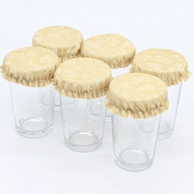 6 Verrine lids - fabric dish cover 4 to 5 cm (2XS) - Mustard