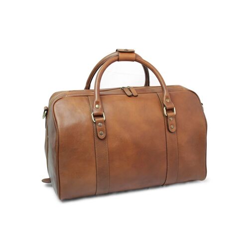 Borsa da viaggio in pelle di vitello- Castagna