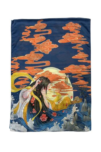 Foulard en soie imprimé Luna Moon japonais 3