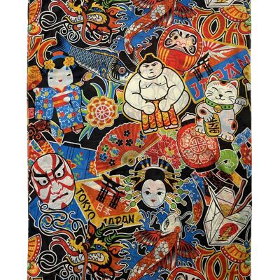 Bufanda de seda con estampado de dibujos animados japoneses