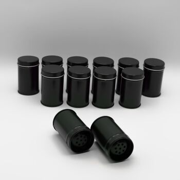 Shakers à épices ronds en métal pour 60 g de poudre d'épices ou 30 g d'herbes séchées avec 6 inserts d'épandage | 8 x 4,8 cm (H, ø) 1