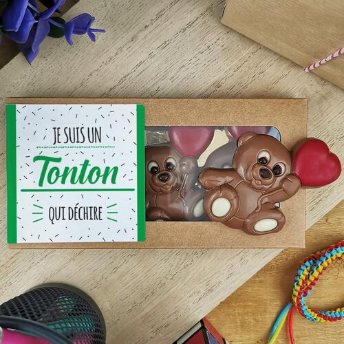 Oursons au chocolat au lait x3 "Je suis un tonton qui déchire"