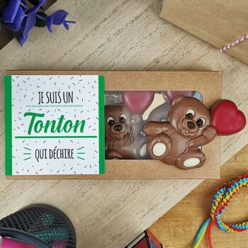 Oursons au chocolat au lait x3 "Je suis un tonton qui déchire" 1