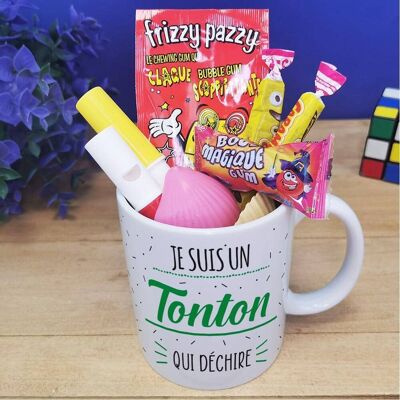 Mug bonbon années 80  "Je suis un tonton qui déchire"